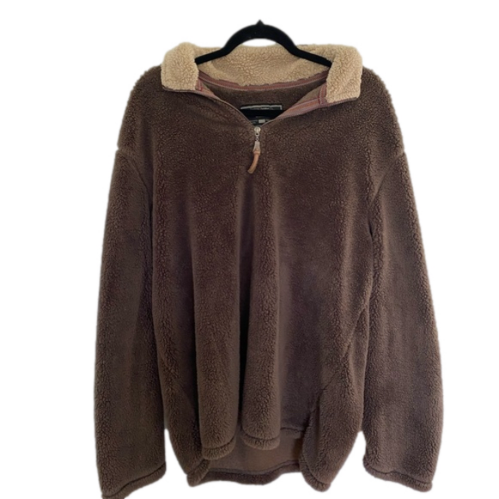TRUE GRIT Pebble Pile Fleece 1/2 Zip Pullover in Cocoa Men’s Sz XL